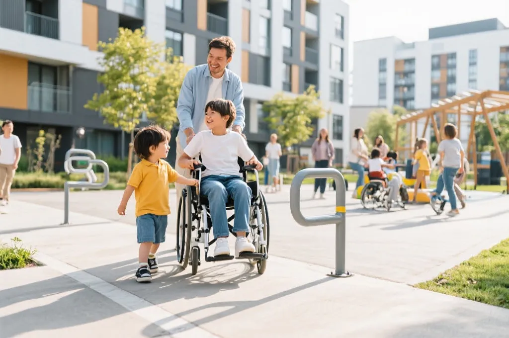 残疾人无障碍设施和社区儿童活动场景